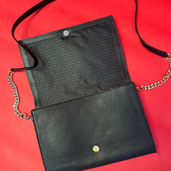 Kate Spade Black & White Woven Unique Crossbody Bag – Boho Geometric Chain Strap - Picture 4 of 11